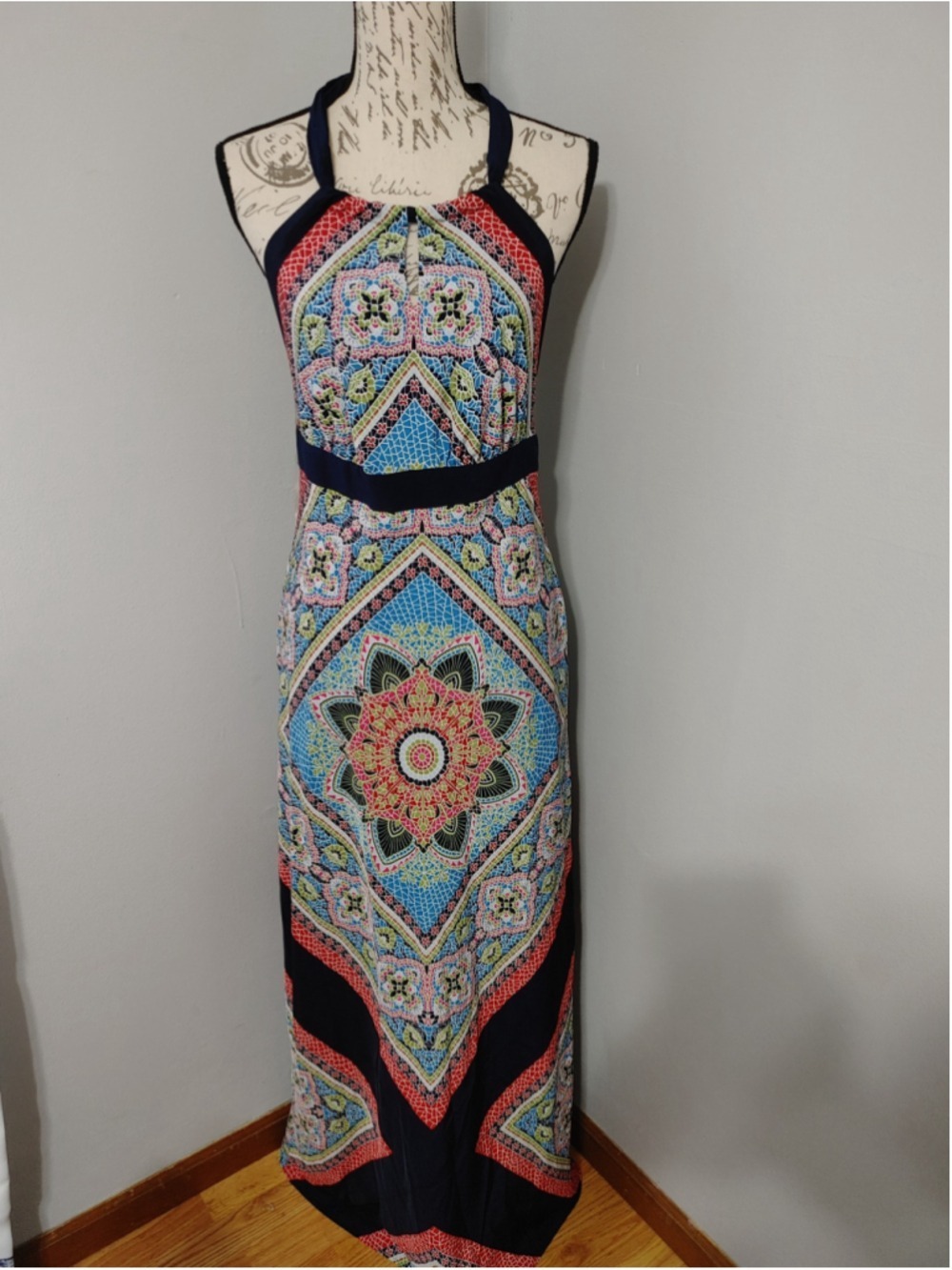 Women's ALLEN B. BY ALLEN SCHWARTZ Multicolored Geometric Summer Maxi Dress 6